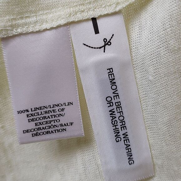 Ann Taylor Peter Pan Lace Collar Linen Top Semi Sheer Light Yellow Size M NWT - Picture 8 of 10